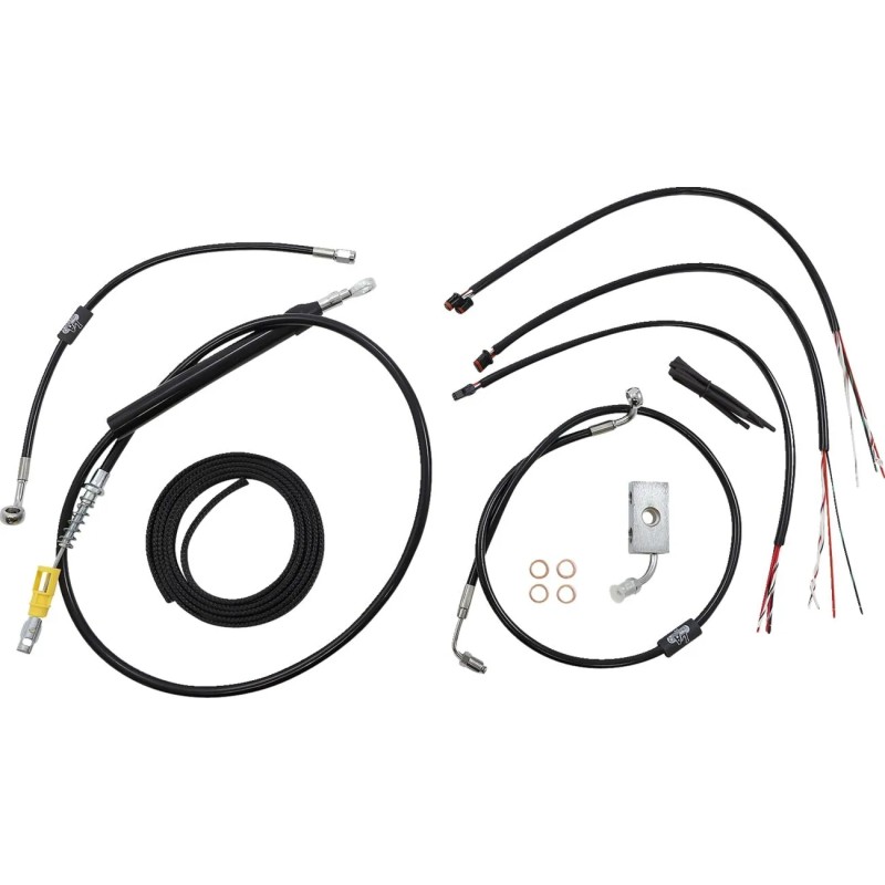 Complete Black Vinyl Braided Handlebar Cable Brake Line Kit
