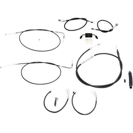 Kit complet câble/ligne de frein tressé vinyle noir pour guidon