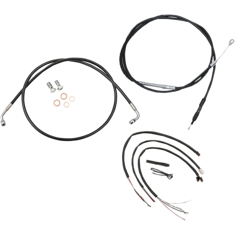Complete Black Vinyl Braided Handlebar Cable Brake Line Kit