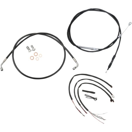 Complete Black Vinyl Braided Handlebar Cable Brake Line Kit