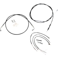 Kit complet câble/ligne de frein tressé vinyle noir pour guidon
