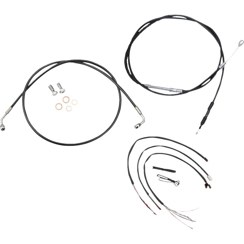 Kit complet câble/ligne de frein tressé vinyle noir pour guidon