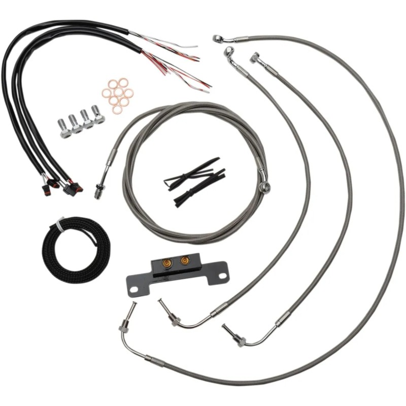 Complete Stainless Braided Handlebar Cable Brake Line Kit