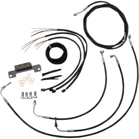 Complete Black Vinyl Braided Handlebar Cable Brake Line Kit