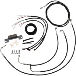 Complete Black Vinyl Braided Handlebar Cable Brake Line Kit