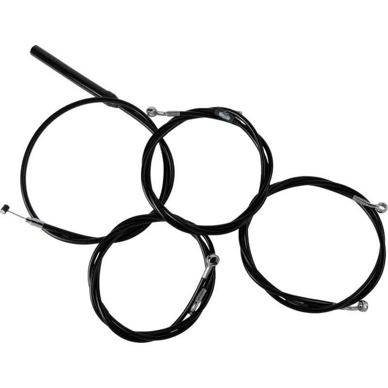 Kit complet câble/ligne de frein tressé vinyle noir pour guidon