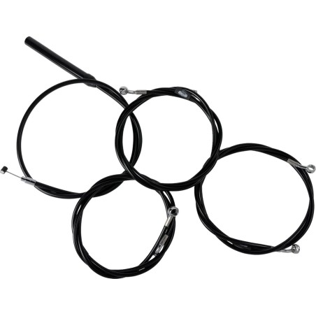 Complete Black Vinyl Braided Handlebar Cable Brake Line Kit