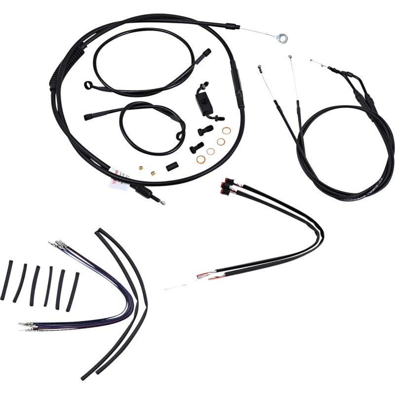 Kit complet câble/durite de guidon vinyle noir pour Ape Hangers