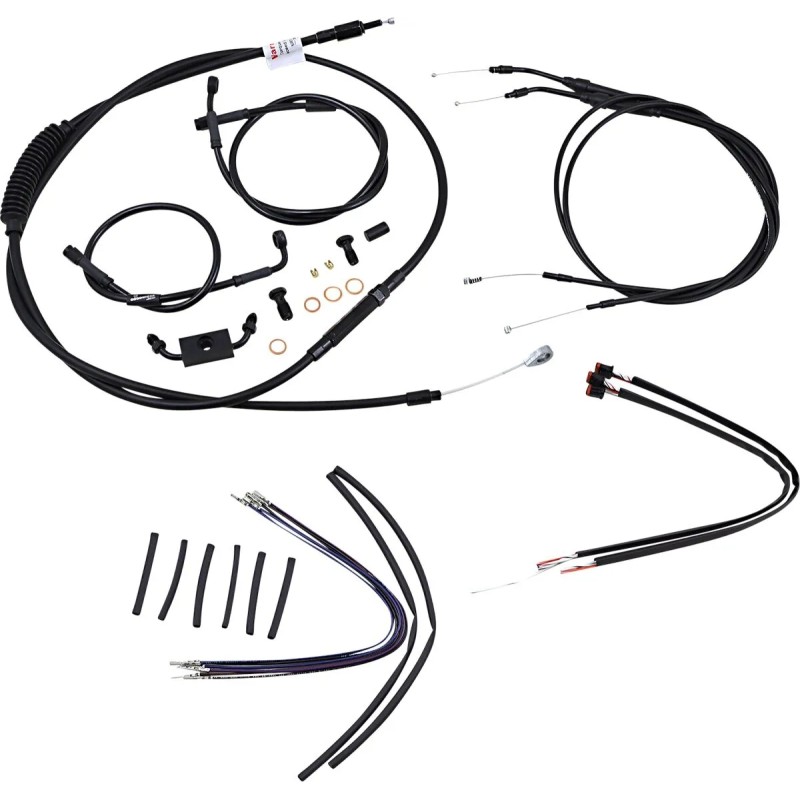 Complete Black Vinyl Handlebar Cable Line Kit for Ape Hangers
