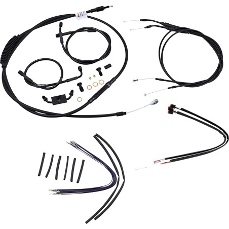 Complete Black Vinyl Handlebar Cable Line Kit for Ape Hangers