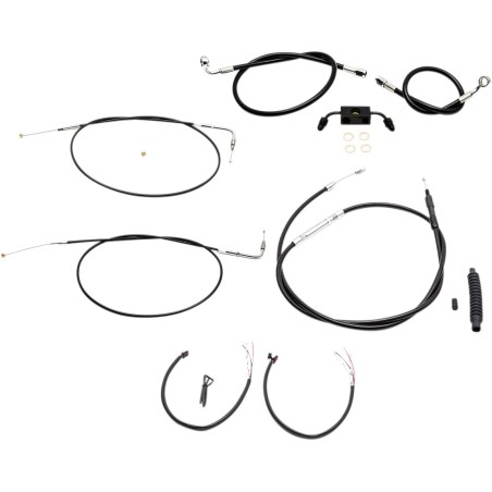 Kit complet câble/ligne de frein tressé vinyle noir pour guidon