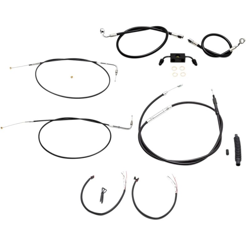 Kit complet câble/ligne de frein tressé vinyle noir pour guidon