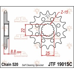 Pignon MX léger autonettoyant