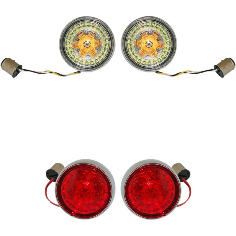 Kit de conversion complet clignotants avant & arrière avec lentilles Bullet Bezel