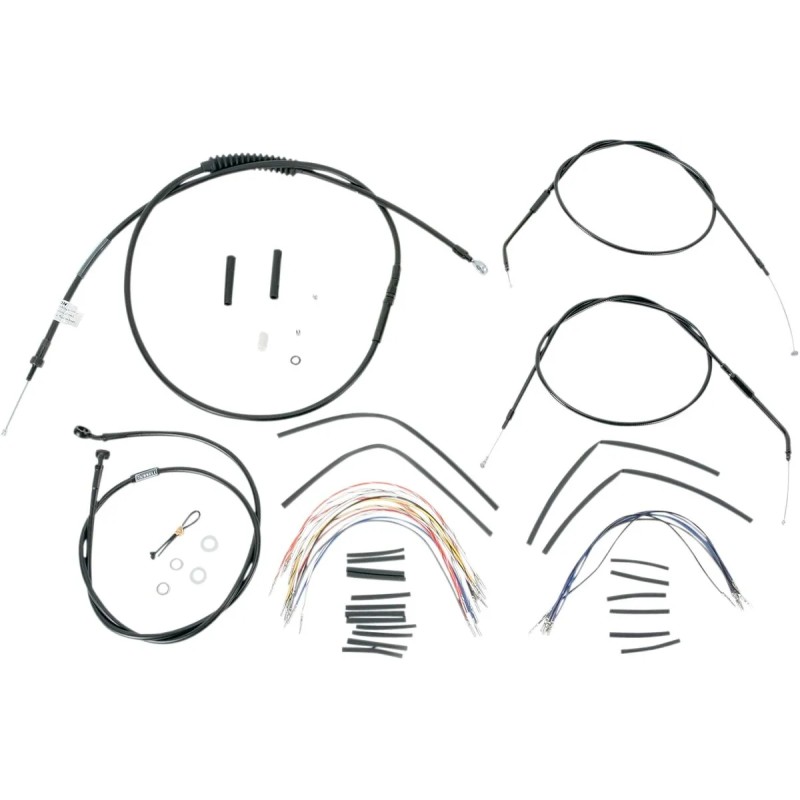 Complete Black Vinyl Handlebar Cable Line Kit for Ape Hangers