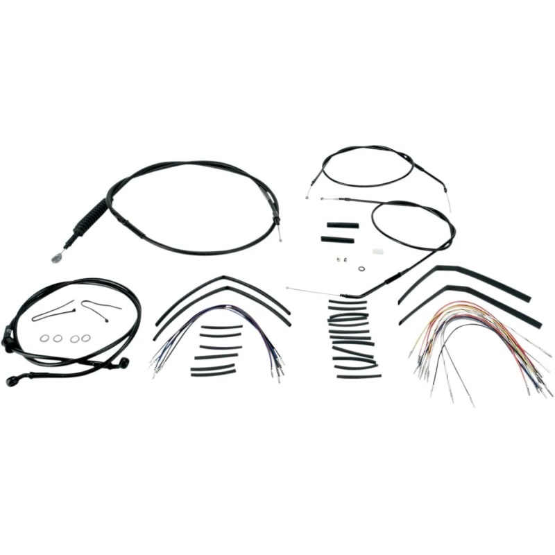 Complete Black Vinyl Handlebar Cable Line Kit for Ape Hangers