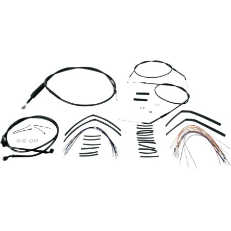 Complete Black Vinyl Handlebar Cable Line Kit for Ape Hangers