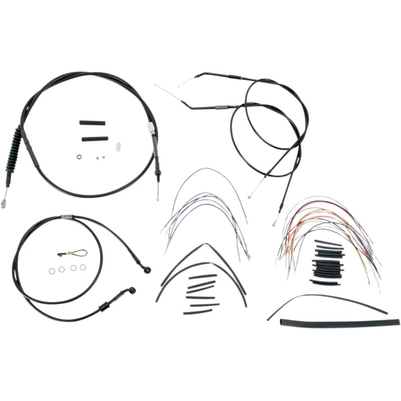 Complete Black Vinyl Handlebar Cable Line Kit for Ape Hangers