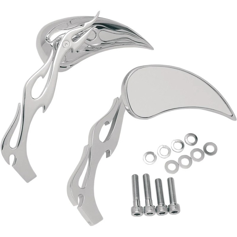 Flame Teardrop Mirrors with Sculptured Stem