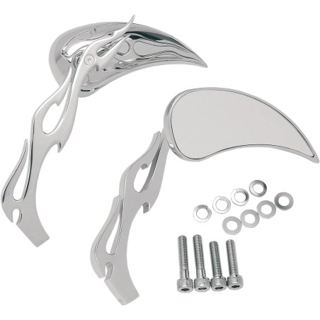 Rétroviseur goutte d'eau style flamme avec support sculpté