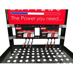 Barres de support pour chargeurs à fixer sur présentoir de batteries