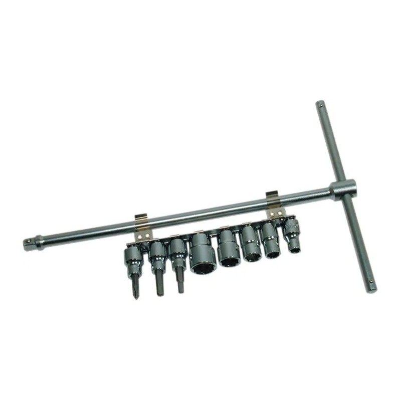 Sliding T-Driver with 8-Piece Socket Set