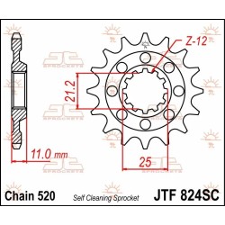 Front Sprocket MX Self-Cleaning, Lightweight